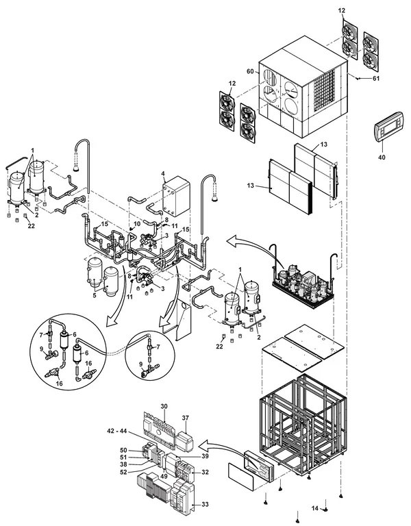 Exploded view Remeha E-HP AW 168 Plus / Cool Plus: Overview