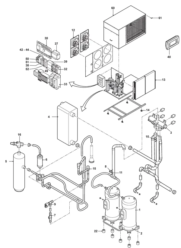 Exploded view Remeha E-HP AW 84 Plus / Cool Plus: Overview