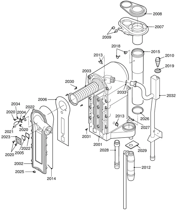 Exploded view Remeha Quinta 85 Solo: Internal mechanism