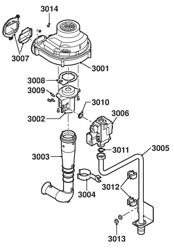 Exploded view Remeha Quinta Pro 45 Solo: Gas fan