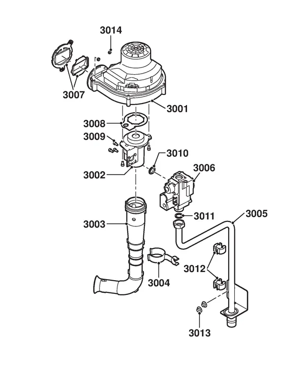 Exploded view Remeha Quinta Pro 65 Solo: Gas fan