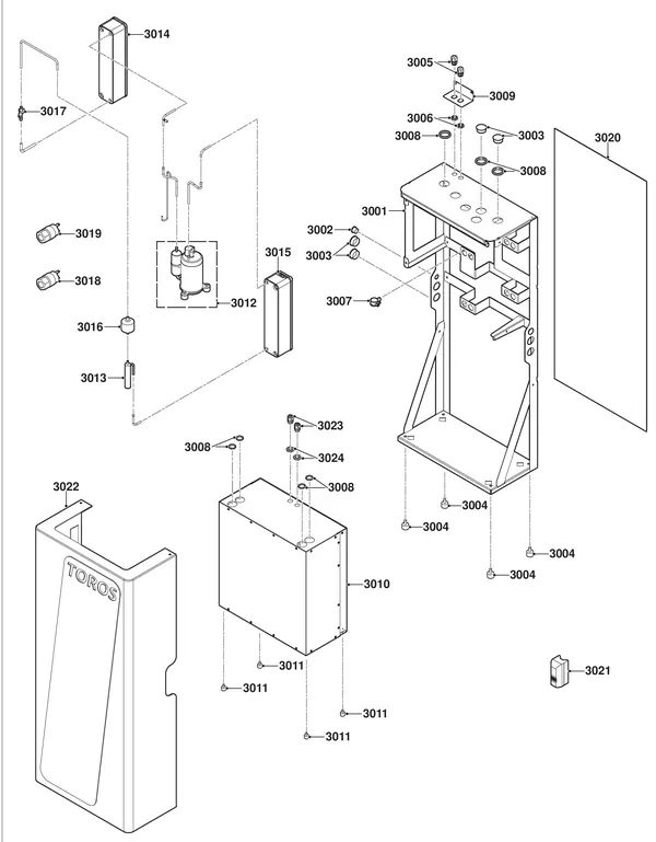 Exploded view Remeha Toros Vision: Koudecircuit tvpt tvxt tvpts
