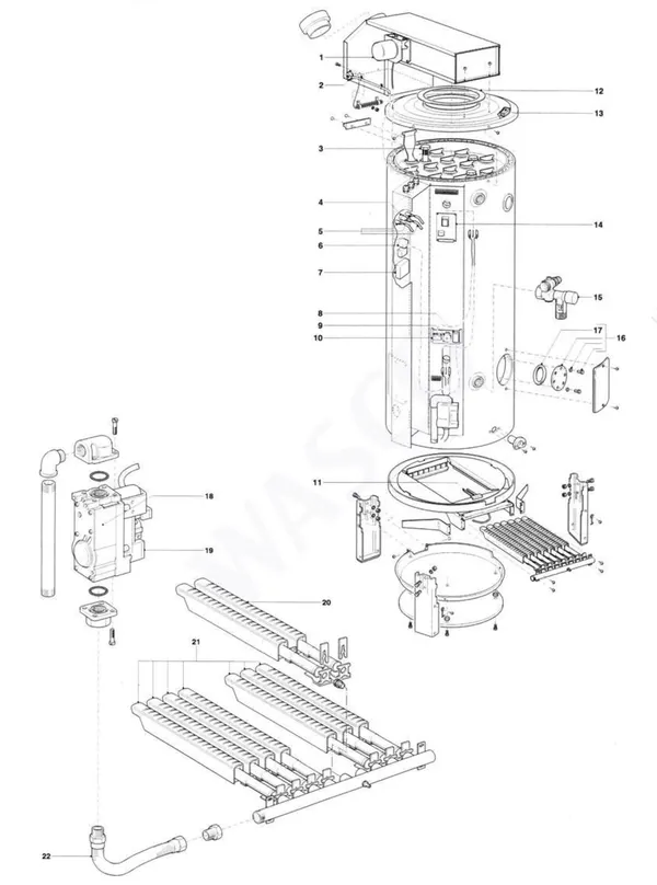 Exploded view A.O. Smith ADM(C) 40: Totaaloverzicht