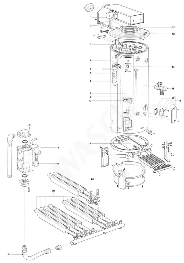Exploded view A.O. Smith ADM(C) 60: Totaaloverzicht