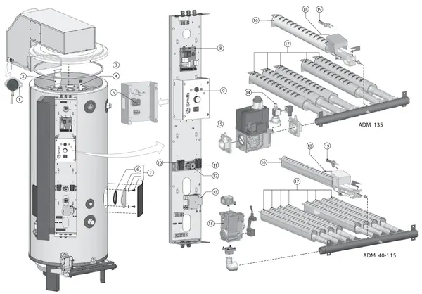 Exploded view A.O. Smith ADMR 40: Overview