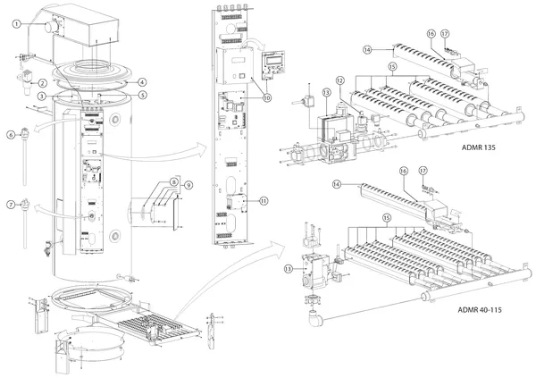 Exploded view A.O. Smith ADMR 40: Overview