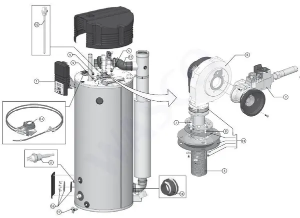 Exploded view A.O. Smith BFC 50 (after 09-2009): Overview