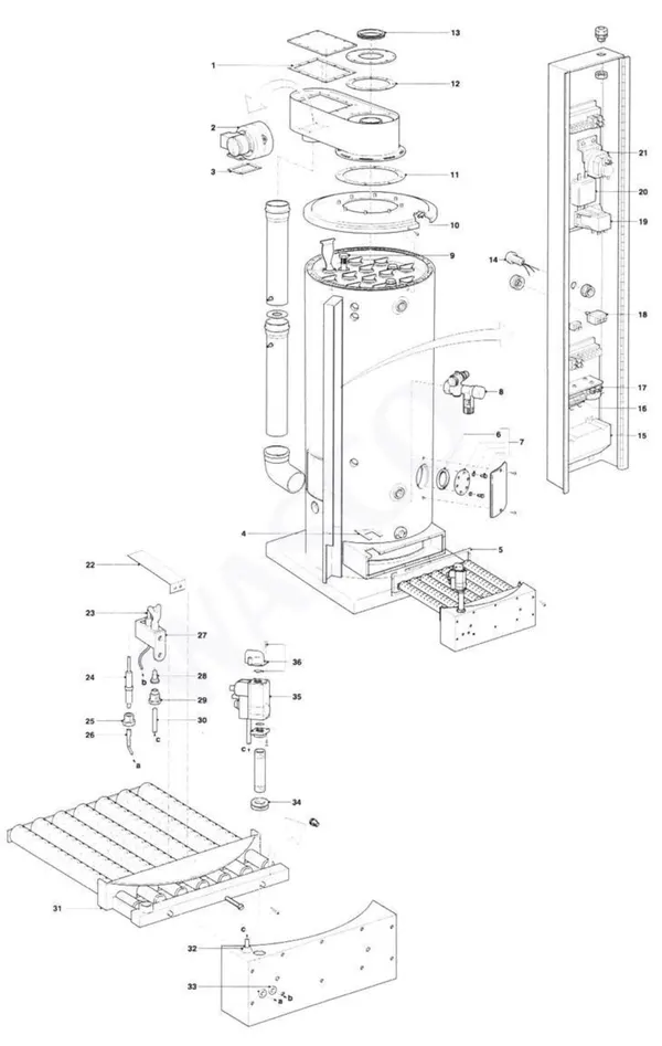 Exploded view A.O. Smith BFM 50: Overview