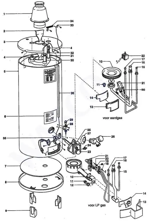 Exploded view A.O. Smith NPL 30 TNN: Overview