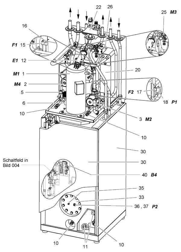Exploded view Stiebel Eltron WPC 5-13 INTEGRAL MIT R410A (06/2004-03/2005): Functiedelen en koelunit