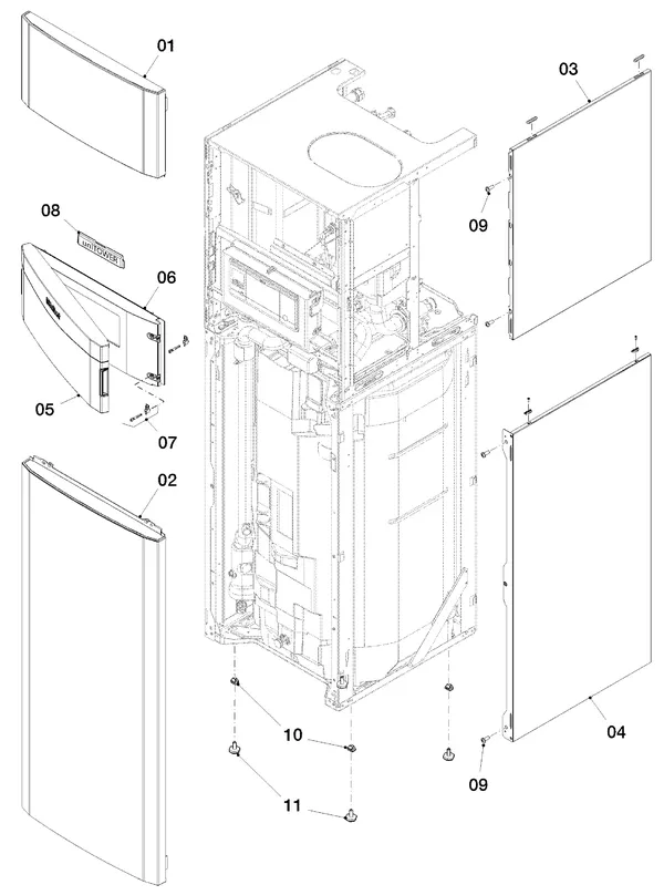 Exploded view Vaillant uniTOWER VIH QW 190/1 E (0010019708): Manteldelen