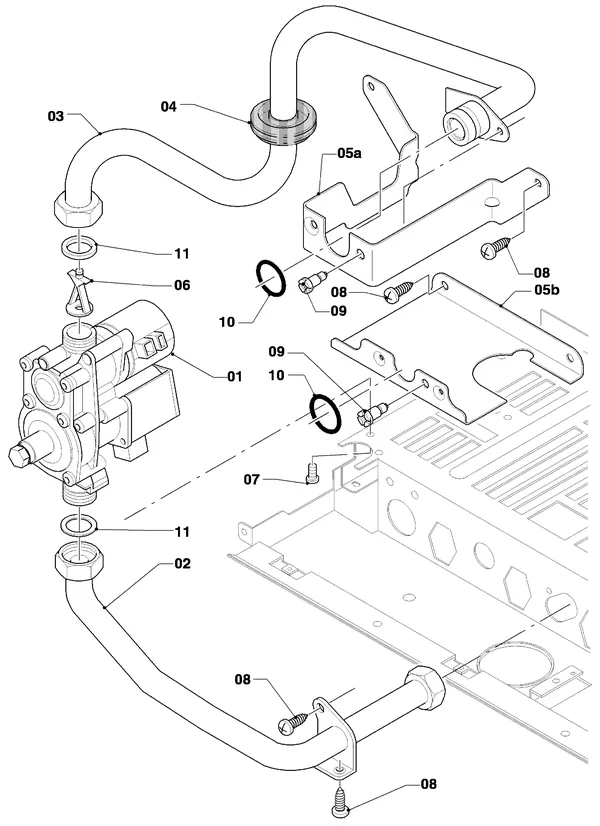 Exploded view Vaillant Combiketel Turbo CWK 245/4-5 R4: Gasblok
