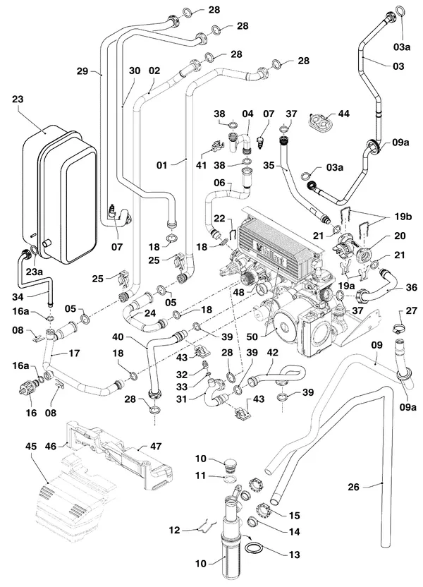 Exploded view Vaillant ecoCOMPACT VSC 306/4-5 150 R1: Aansluitdelen