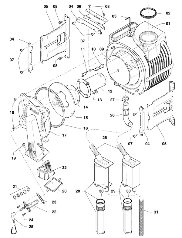 Exploded view Vaillant ecoTEC pro classic VHR CW3 5-3 EXP: Brander warmtewisselaar