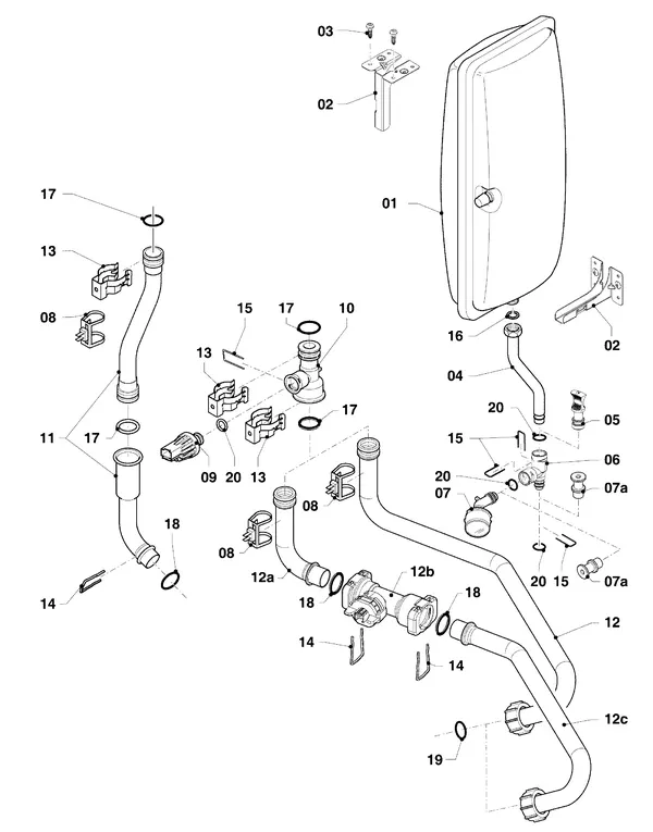 Exploded view Vaillant ecoTEC pro classic VHR CW3 5-3 R4: Hydraulische delen