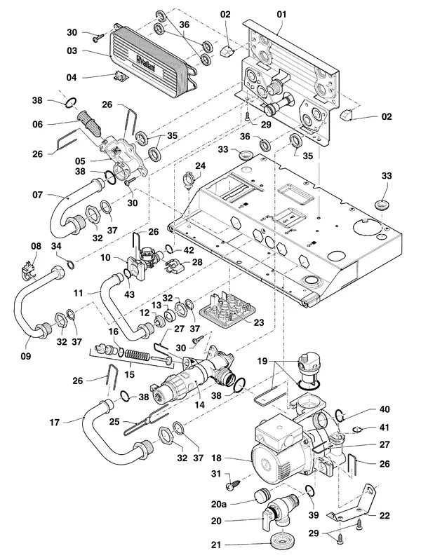 Exploded view Vaillant ecoTEC pro classic VHR CW3 5-3 R4: Hydroblock