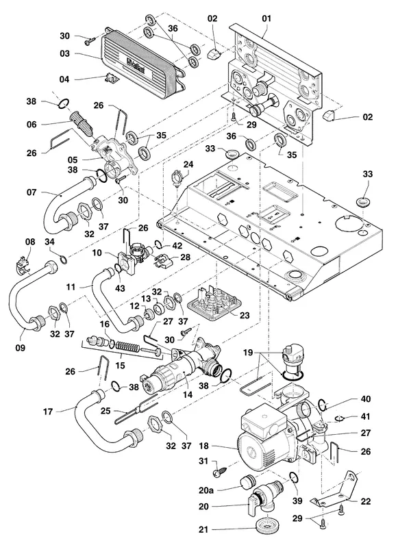 Exploded view Vaillant ecoTEC pro classic VHR CW5 5-3 OT R2: Hydroblock