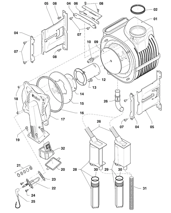 Exploded view Vaillant ecoTEC pro classic VHR CW5 5-3 R4: Brander warmtewisselaar