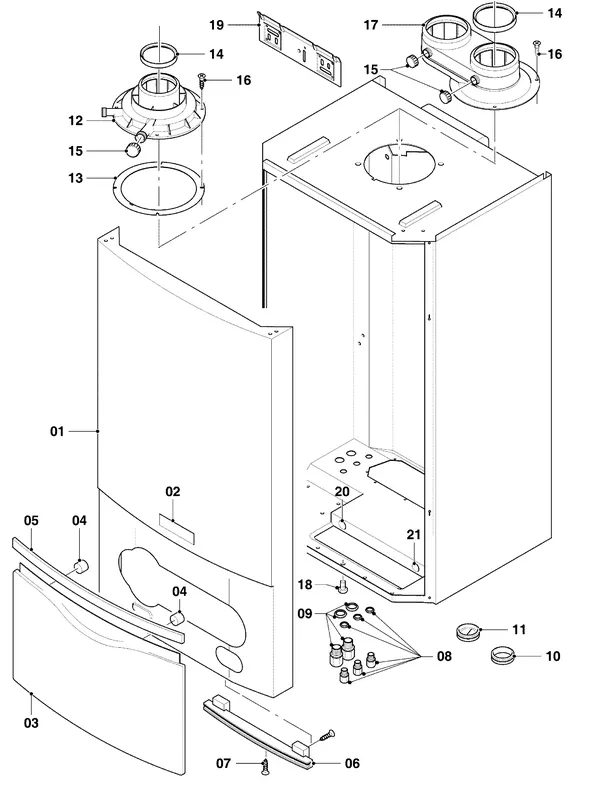 Exploded view Vaillant hrEXCLUSIEF VHR 30: Casing parts