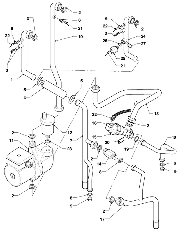 Exploded view Vaillant hrEXCLUSIEF VHR 35 S: Connection parts