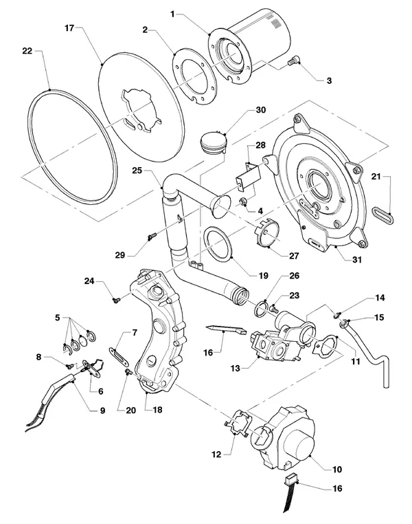 Exploded view Vaillant hrEXCLUSIEF VHR 35 S: Burner