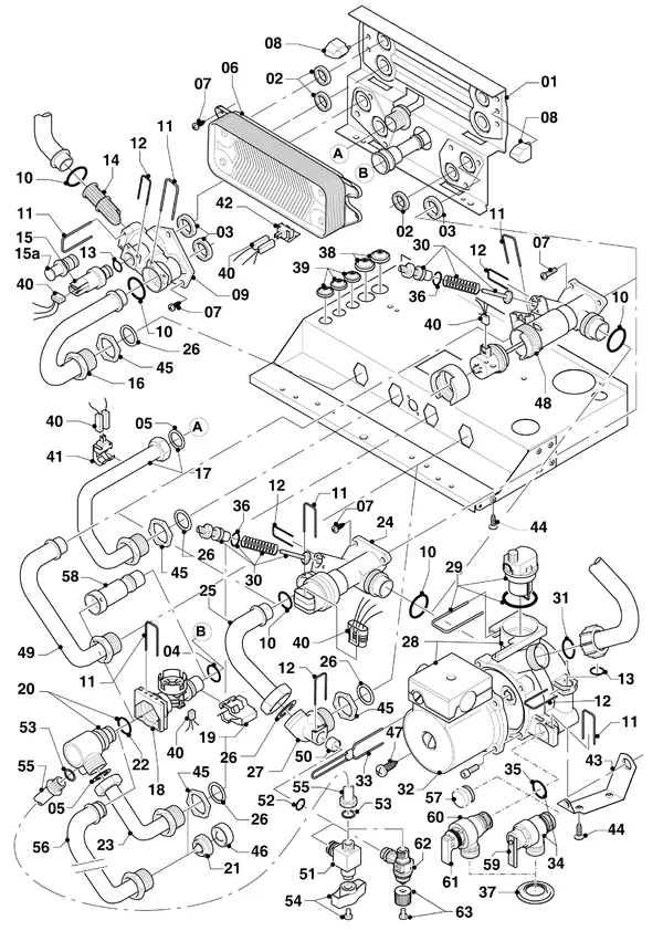 Exploded view Vaillant hrPRO CW 4/3 EXP: Connection parts – hydroblock