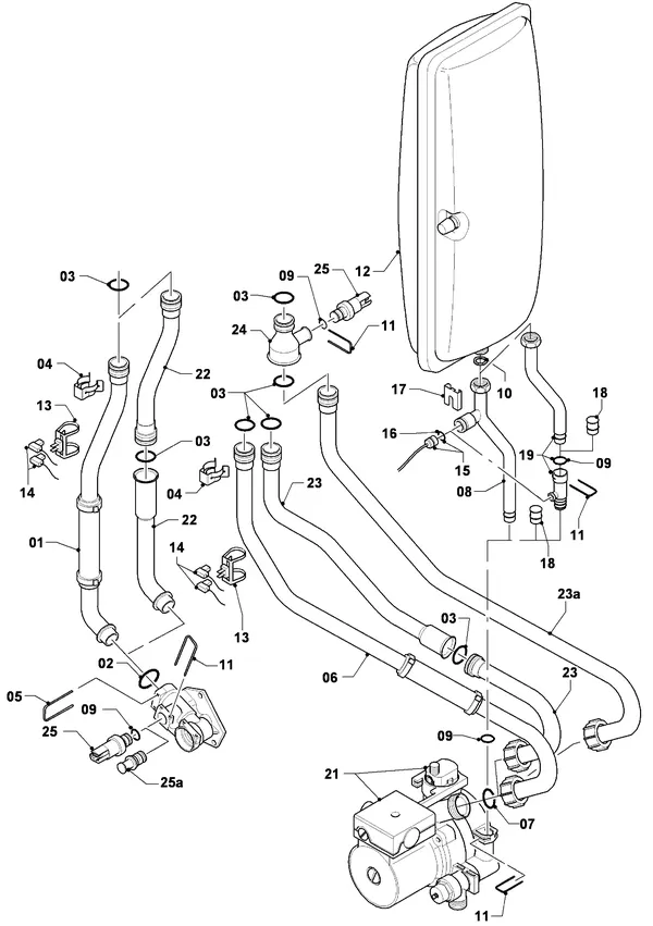 Exploded view Vaillant hrPRO CW 4/3 EXP: Connection parts
