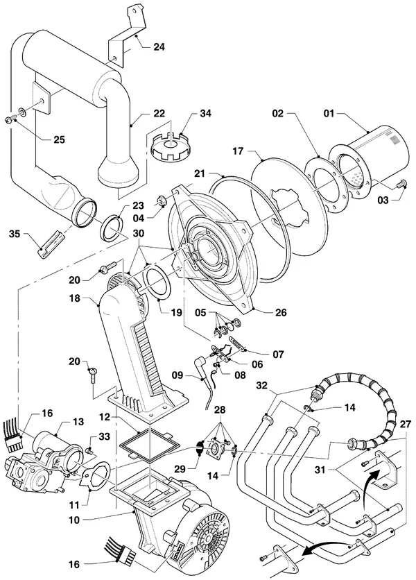 Exploded view Vaillant hrPRO CW 4/3 EXP: Burner