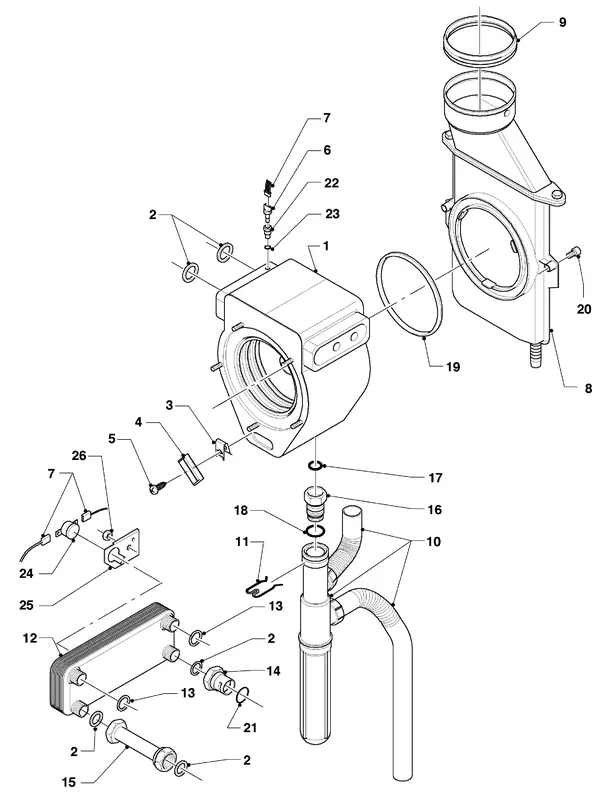 Exploded view Vaillant hrSOLIDE VHR 18-22 C: Wisselaar