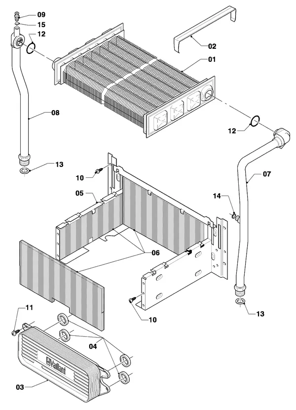 Exploded view Vaillant thermoCOMPACT VC 254/4-7: Heat exchanger