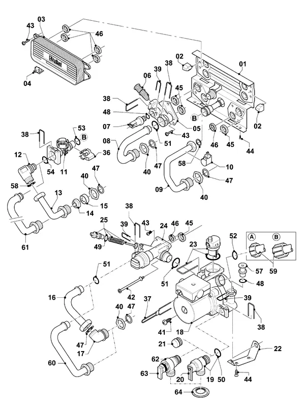 Exploded view Vaillant thermoCOMPACT VC 255/4-7 Turbo: Hydroblok
