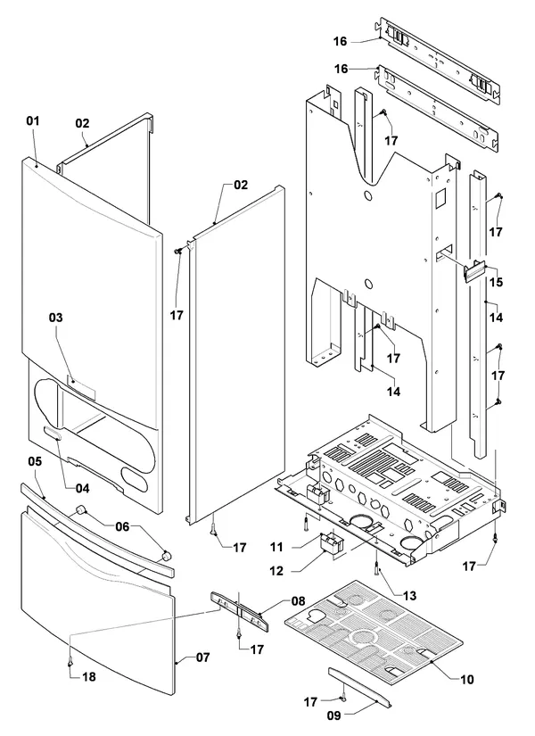 Exploded view Vaillant thermoCOMPACT VC 255/4-7 Turbo: Mantel