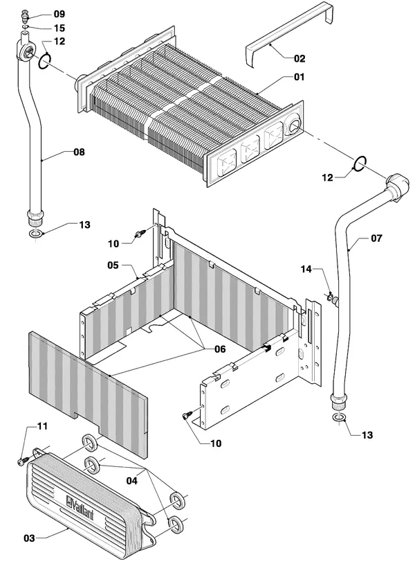Exploded view Vaillant thermoCOMPACT VCW 254/4-7: Heat exchanger