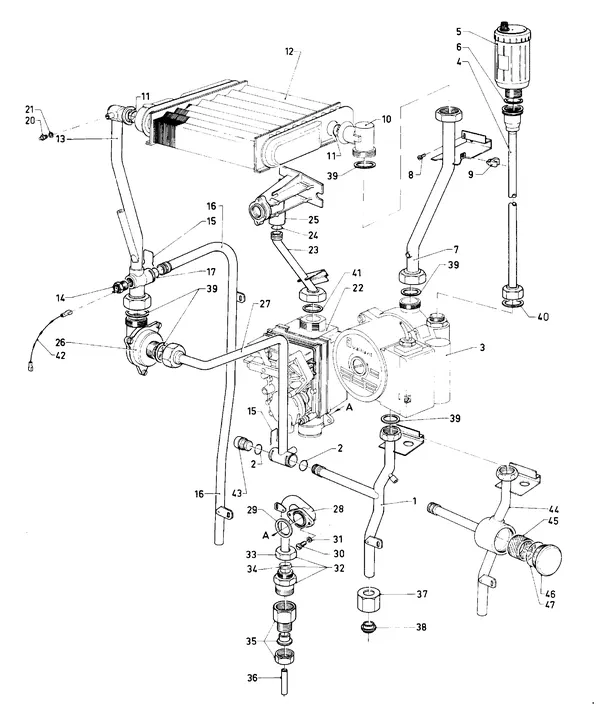 Exploded view Vaillant Boiler Turbo VC 142 E: Connection parts A