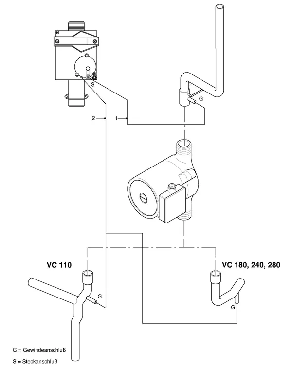 Exploded view Vaillant Boiler Turbo VC 142 E: Connection parts B