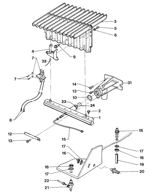 Exploded view Vaillant Boiler Turbo VC 142 E: Burner
