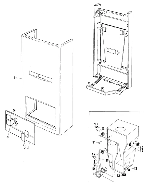 Exploded view Vaillant Boiler Turbo VC 142 E: Casing parts