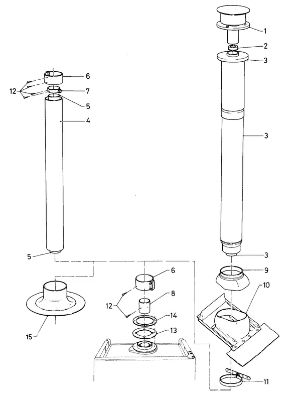 Exploded view Vaillant Boiler Turbo VC 142 E: Vertical roof flue A