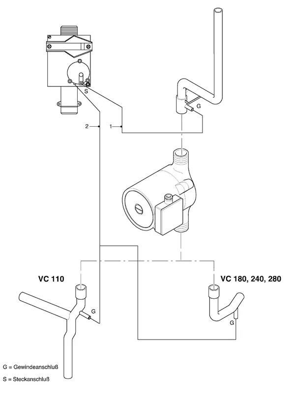 Exploded view Vaillant Boiler Turbo VC 182 E: Connection parts B