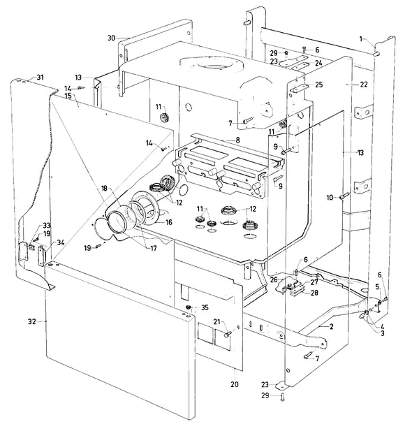 Exploded view Vaillant Boiler Turbo VC 182 E: Casing parts
