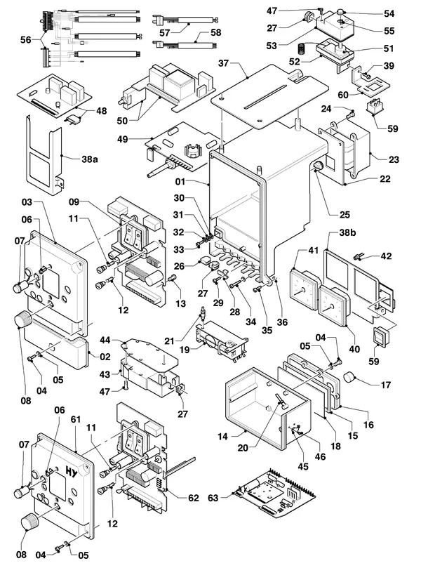 Exploded view Vaillant Boiler Turbo VC 182 E: Control box