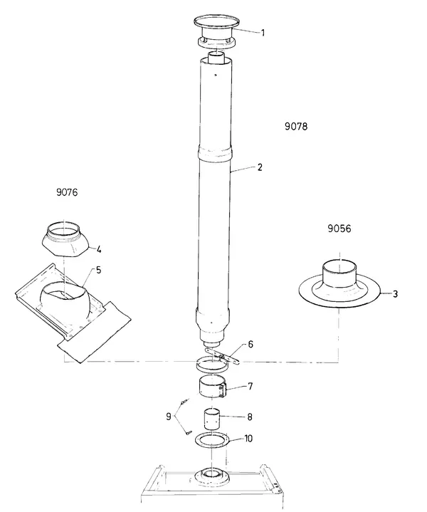 Exploded view Vaillant Boiler Turbo VC 182 E: Vertical roof flue C