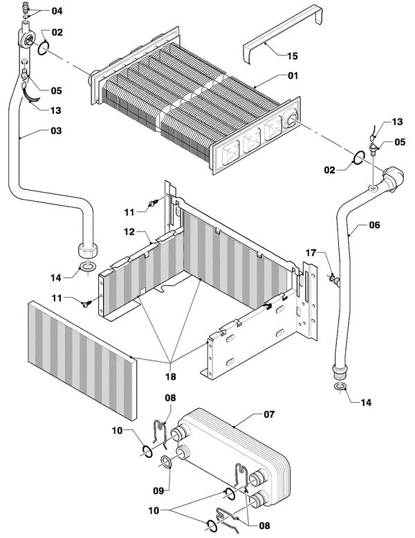 Exploded view Vaillant Boiler VC 254/3: Heat exchanger