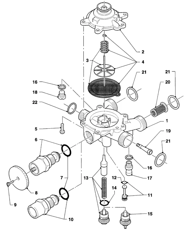 Exploded view Vaillant Combiketel Turbo VCW 182 E: Watergedeelteb