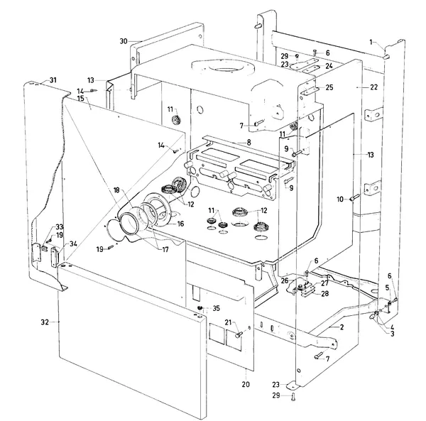 Exploded view Vaillant Combiketel Turbo VCW 242 E: Manteldelen