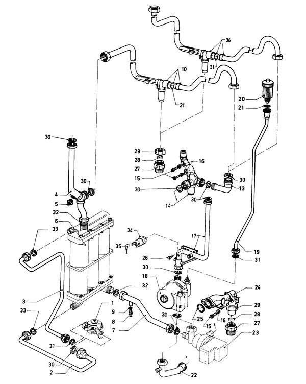 Exploded view Vaillant Combi boiler Turbo VCW 245 E: Connection parts A