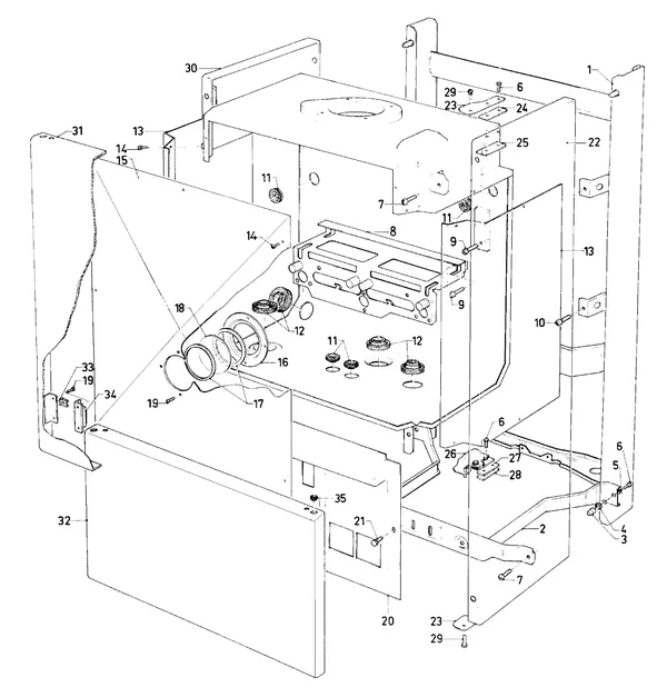 Exploded view Vaillant Combi boiler Turbo VCW 245 E: Casing parts
