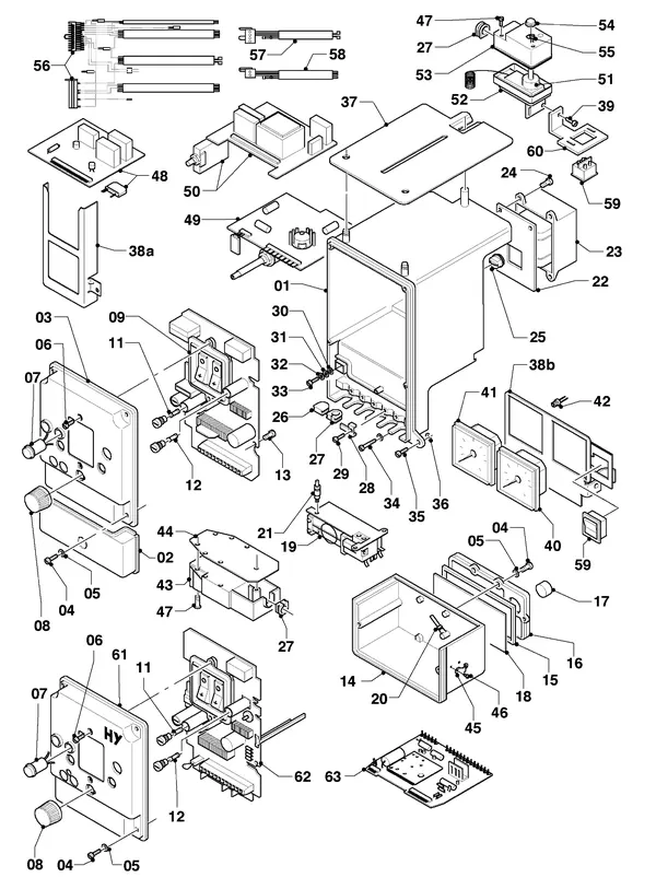 Exploded view Vaillant Combi boiler Turbo VCW 245 E: Control box