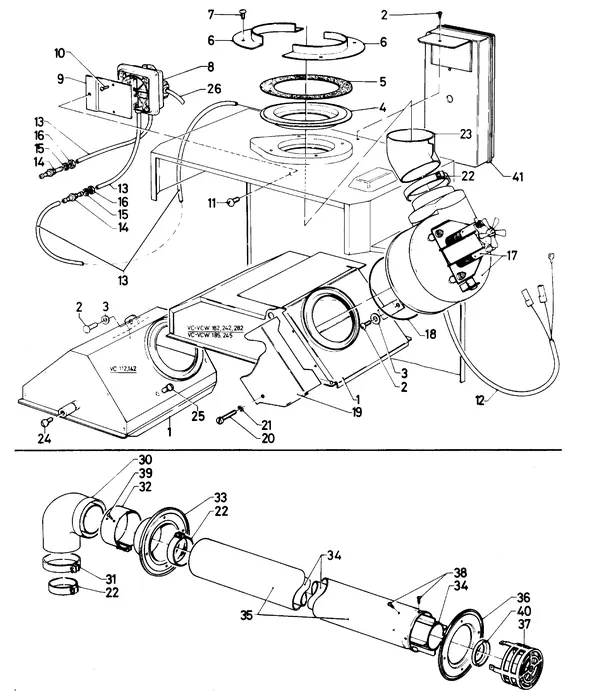 Exploded view Vaillant Combi boiler Turbo VCW 245 E: Combustion air supply