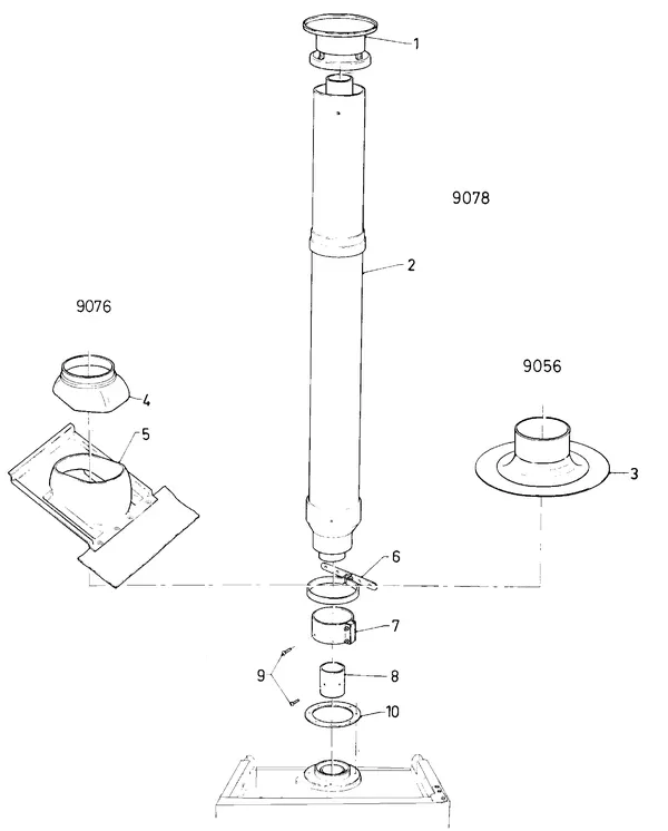 Exploded view Vaillant Combi boiler Turbo VCW 245 E: Vertical roof flue B